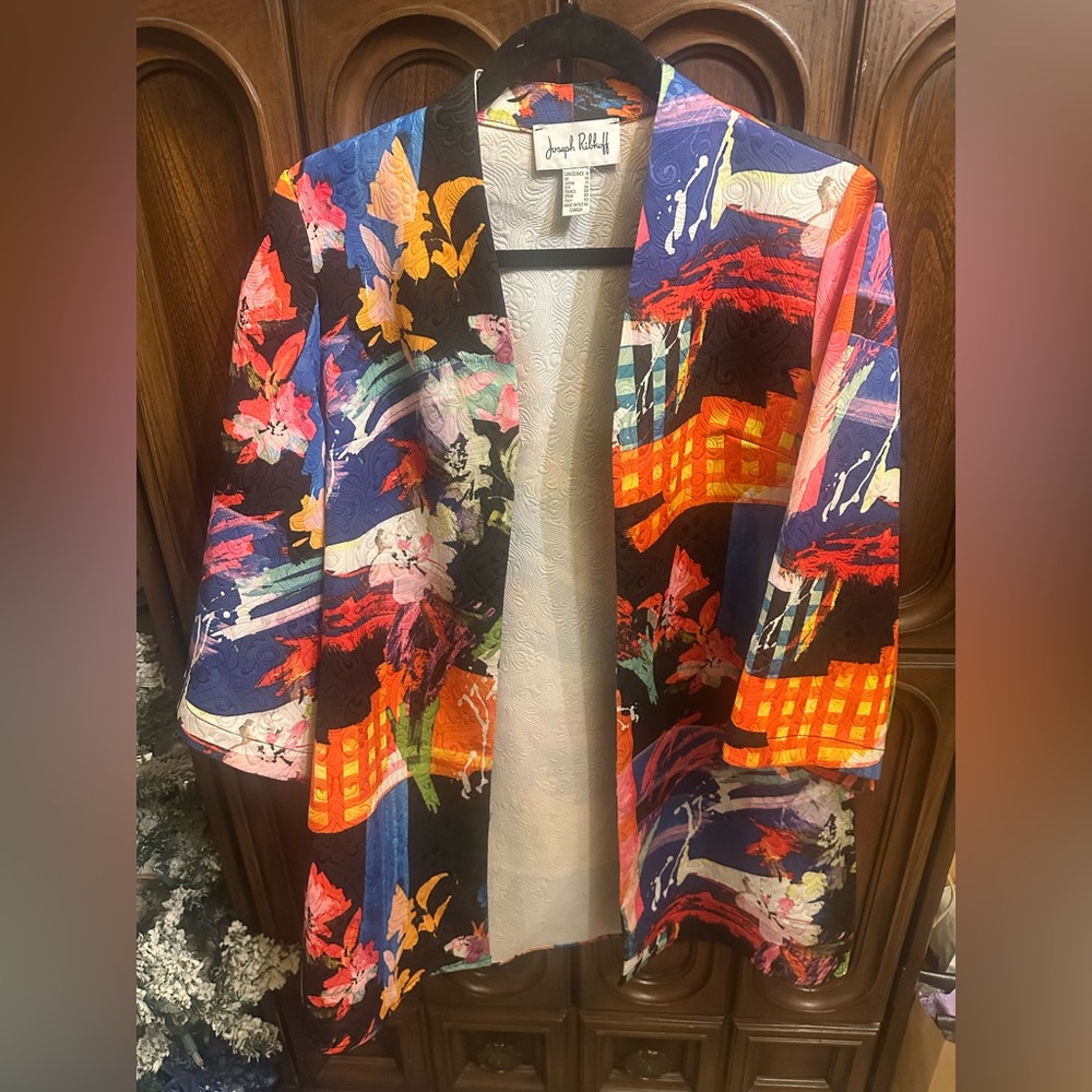 Joseph Ribkoff Multicolor Floral open front blazer